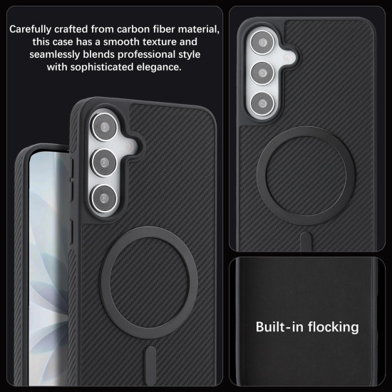 For Samsung Galaxy S24+ 5G Kalebol Carbon Fiber MagSafe Phone Case(Black)
