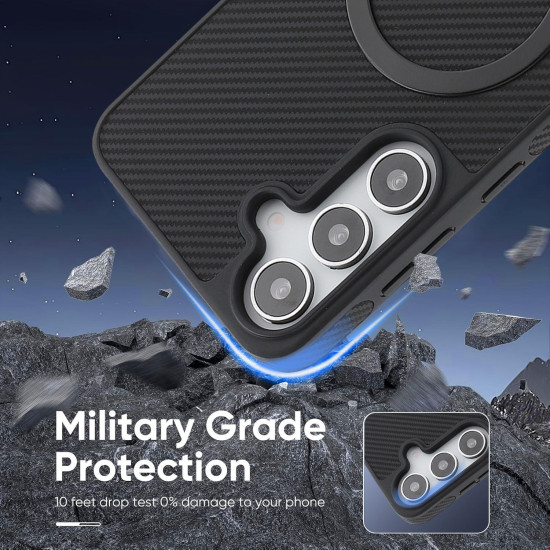 For Samsung Galaxy S24+ 5G Kalebol Carbon Fiber MagSafe Phone Case(Black)