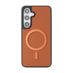 For Samsung Galaxy S24+ 5G Kalebol Carbon Fiber MagSafe Phone Case(Brown)