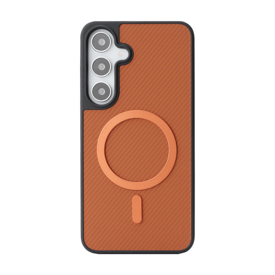 For Samsung Galaxy S24+ 5G Kalebol Carbon Fiber MagSafe Phone Case(Brown)