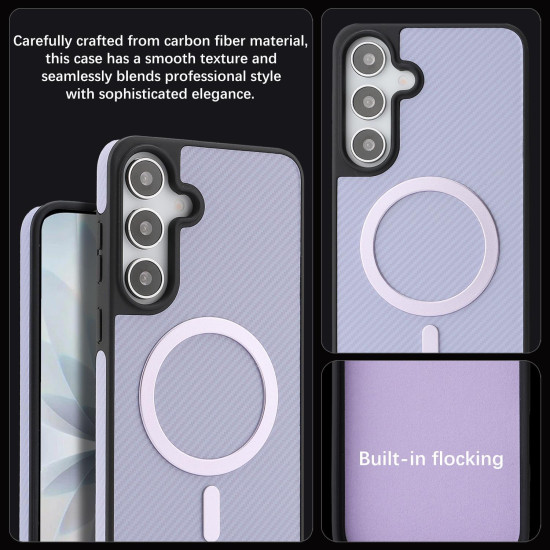 For Samsung Galaxy S24+ 5G Kalebol Carbon Fiber MagSafe Phone Case(Purple)