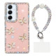 For Samsung Galaxy S24+ 5G Rhinestone Glitter 3D Butterfly Hand Chain Four-Corner Shockproof Phone Case(Light Pink)