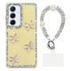 For Samsung Galaxy S24+ 5G Rhinestone Glitter 3D Butterfly Hand Chain Four-Corner Shockproof Phone Case(Light Yellow)