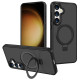 For Samsung Galaxy S24+ 5G Kalebol Metal Frame Frosted MagSafe Holder PC Phone Case(Black)