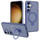 For Samsung Galaxy S24+ 5G Kalebol Metal Frame Frosted MagSafe Holder PC Phone Case(Far Peak Blue)