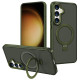 For Samsung Galaxy S24+ 5G Kalebol Metal Frame Frosted MagSafe Holder PC Phone Case(Dark Green)
