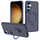 For Samsung Galaxy S24+ 5G Kalebol Metal Frame Frosted MagSafe Holder PC Phone Case(Royal Blue)
