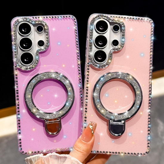 For Samsung Galaxy S24+ 5G Rhinestone Glitter Kickstand Dual-side IMD Phone Case(Glitter Stars)