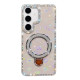 For Samsung Galaxy S24+ 5G Rhinestone Glitter Kickstand Dual-side IMD Phone Case(Heart Transparent)