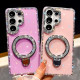For Samsung Galaxy S24+ 5G Rhinestone Glitter Kickstand Dual-side IMD Phone Case(Glitter Transparent)