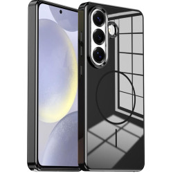 For Samsung Galaxy S24+ 5G Electroplated Metal Button Shockproof Magnetic Phone Case(Black)