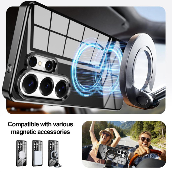 For Samsung Galaxy S24+ 5G Electroplated Metal Button Shockproof Magnetic Phone Case(Black)