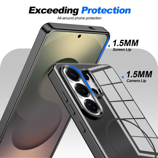 For Samsung Galaxy S24+ 5G Electroplated Metal Button Shockproof Magnetic Phone Case(Black)