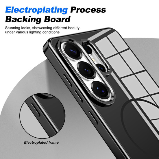 For Samsung Galaxy S24+ 5G Electroplated Metal Button Shockproof Magnetic Phone Case(Black)