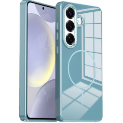 For Samsung Galaxy S24+ 5G Electroplated Metal Button Shockproof Magnetic Phone Case(Blue)