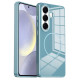 For Samsung Galaxy S24+ 5G Electroplated Metal Button Shockproof Magnetic Phone Case(Blue)