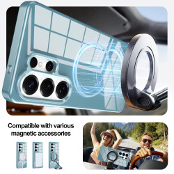 For Samsung Galaxy S24+ 5G Electroplated Metal Button Shockproof Magnetic Phone Case(Blue)