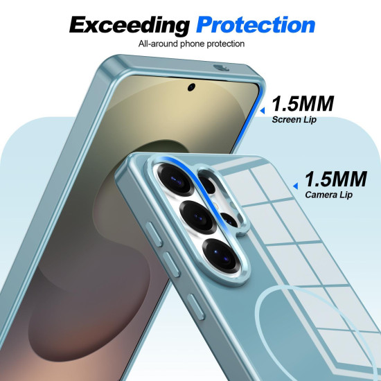 For Samsung Galaxy S24+ 5G Electroplated Metal Button Shockproof Magnetic Phone Case(Blue)