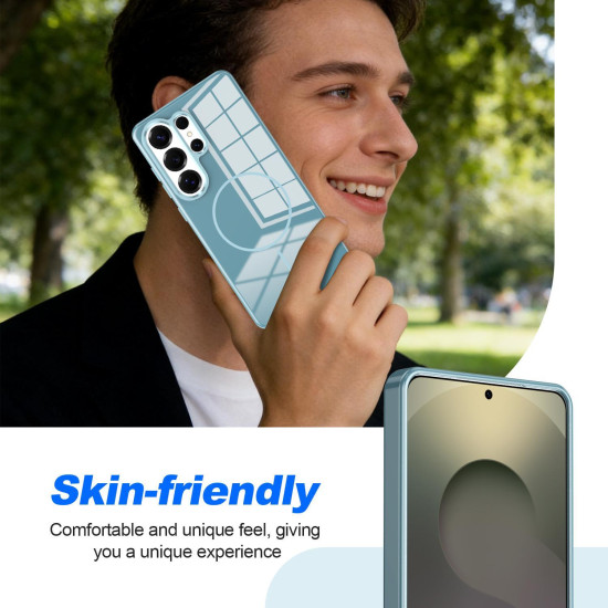 For Samsung Galaxy S24+ 5G Electroplated Metal Button Shockproof Magnetic Phone Case(Blue)