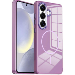 For Samsung Galaxy S24+ 5G Electroplated Metal Button Shockproof Magnetic Phone Case(Purple)