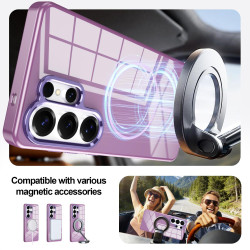 For Samsung Galaxy S24+ 5G Electroplated Metal Button Shockproof Magnetic Phone Case(Purple)