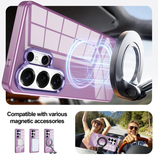For Samsung Galaxy S24+ 5G Electroplated Metal Button Shockproof Magnetic Phone Case(Purple)