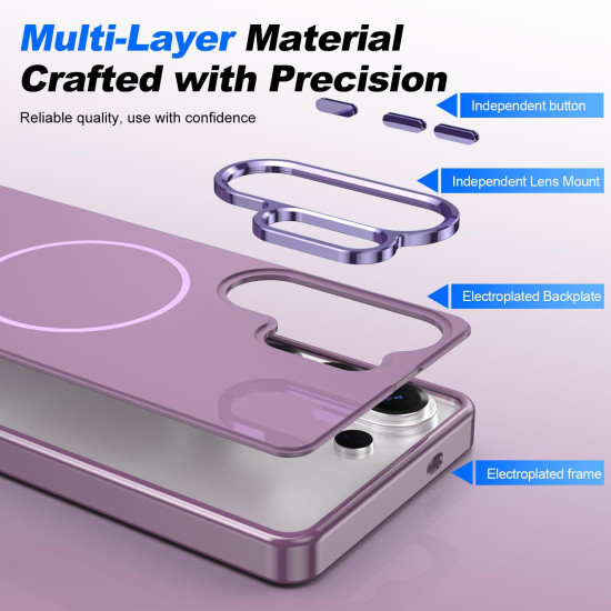 For Samsung Galaxy S24+ 5G Electroplated Metal Button Shockproof Magnetic Phone Case(Purple)