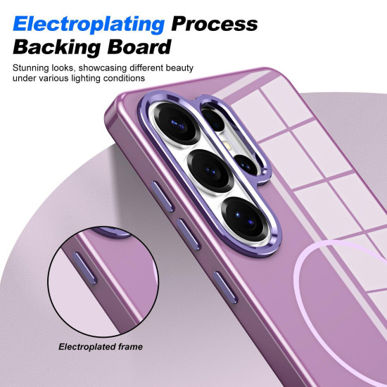 For Samsung Galaxy S24+ 5G Electroplated Metal Button Shockproof Magnetic Phone Case(Purple)