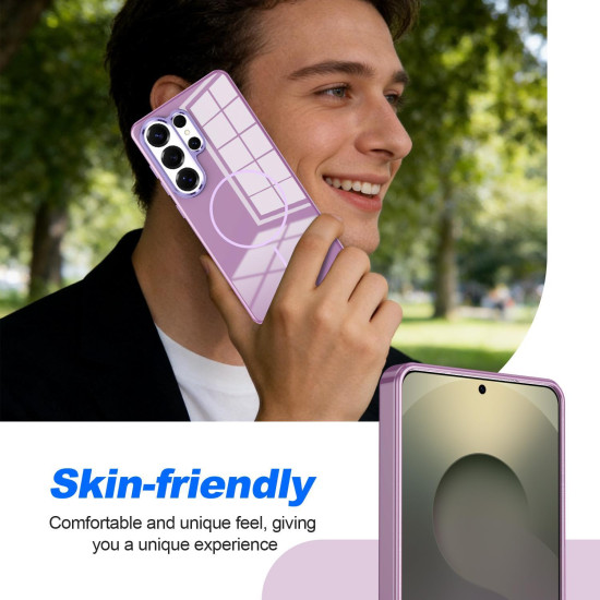 For Samsung Galaxy S24+ 5G Electroplated Metal Button Shockproof Magnetic Phone Case(Purple)