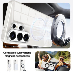 For Samsung Galaxy S24+ 5G Electroplated Metal Button Shockproof Magnetic Phone Case(White)