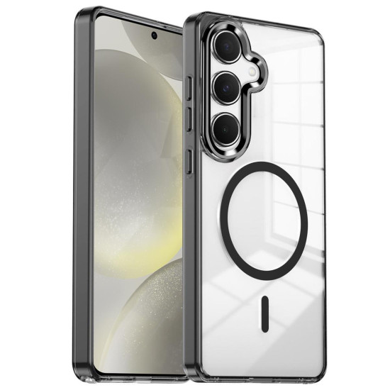 For Samsung Galaxy S24+ 5G Electroplated Cat-Eye Frame Magnetic MagSafe Shockproof Phone Case(Black)