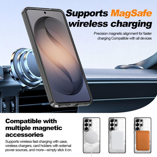 For Samsung Galaxy S24+ 5G Electroplated Cat-Eye Frame Magnetic MagSafe Shockproof Phone Case(Black)