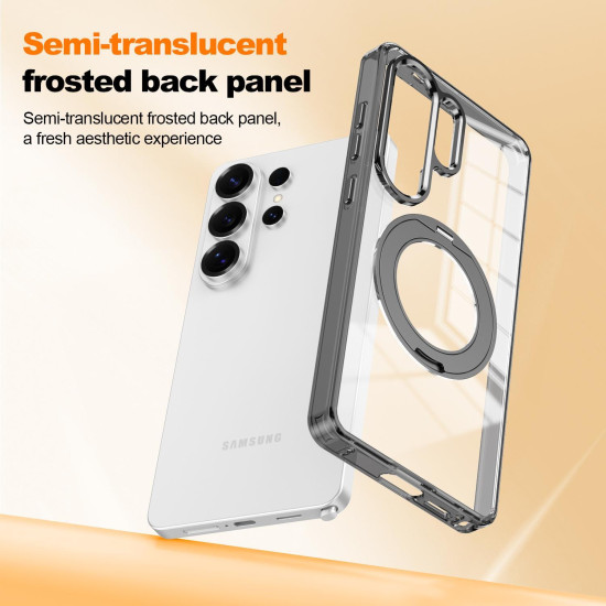 For Samsung Galaxy S24+ 5G Electroplated Cat-Eye Frame Magnetic MagSafe Shockproof Phone Case(Black)