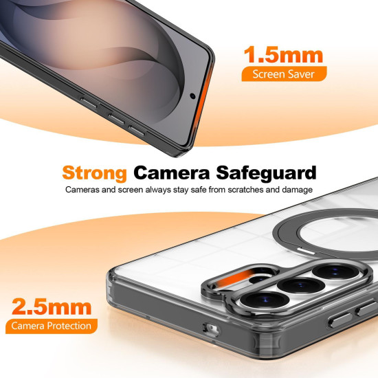 For Samsung Galaxy S24+ 5G Electroplated Cat-Eye Frame Magnetic MagSafe Shockproof Phone Case(Black)