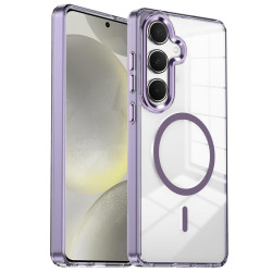 For Samsung Galaxy S24+ 5G Electroplated Cat-Eye Frame Magnetic MagSafe Shockproof Phone Case(Purple)