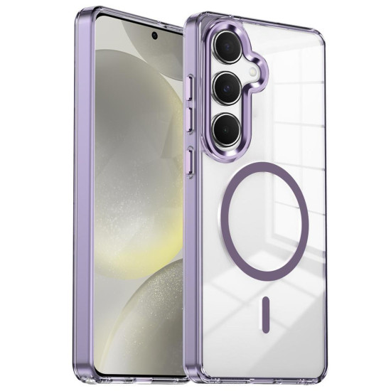 For Samsung Galaxy S24+ 5G Electroplated Cat-Eye Frame Magnetic MagSafe Shockproof Phone Case(Purple)