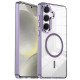 For Samsung Galaxy S24+ 5G Electroplated Cat-Eye Frame Magnetic MagSafe Shockproof Phone Case(Purple)