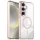 For Samsung Galaxy S24+ 5G Electroplated Cat-Eye Frame Magnetic MagSafe Shockproof Phone Case(Pink)