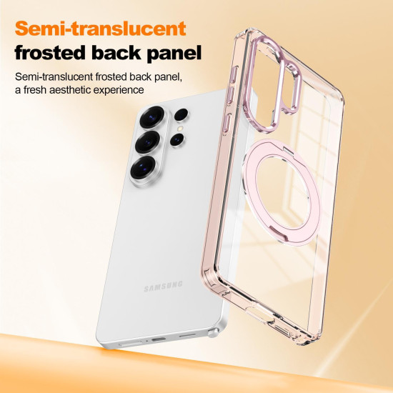 For Samsung Galaxy S24+ 5G Electroplated Cat-Eye Frame Magnetic MagSafe Shockproof Phone Case(Pink)