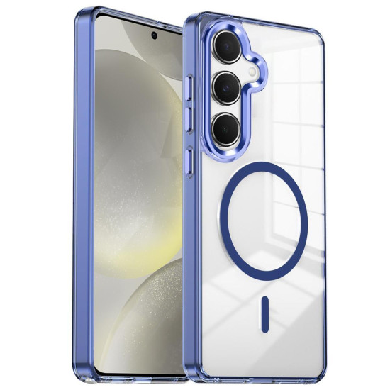 For Samsung Galaxy S24+ 5G Electroplated Cat-Eye Frame Magnetic MagSafe Shockproof Phone Case(Blue)