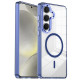 For Samsung Galaxy S24+ 5G Electroplated Cat-Eye Frame Magnetic MagSafe Shockproof Phone Case(Blue)