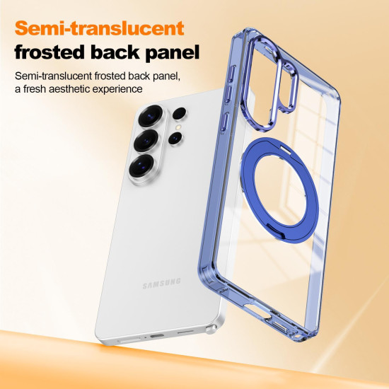 For Samsung Galaxy S24+ 5G Electroplated Cat-Eye Frame Magnetic MagSafe Shockproof Phone Case(Blue)