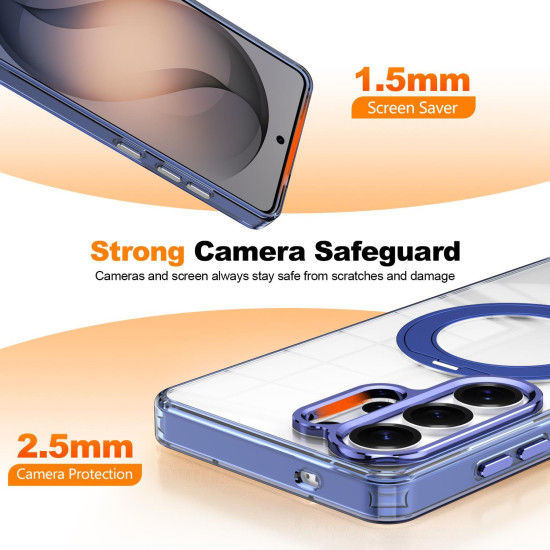 For Samsung Galaxy S24+ 5G Electroplated Cat-Eye Frame Magnetic MagSafe Shockproof Phone Case(Blue)