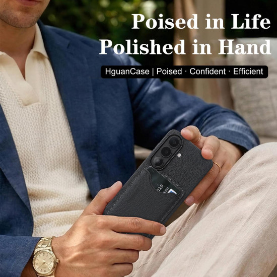 For Samsung Galaxy S24+ 5G Retro Vegan Leather Magnetic Card Holder Back Phone Case(Black)