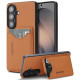 For Samsung Galaxy S24+ 5G Retro Vegan Leather Magnetic Card Holder Back Phone Case(Brown)
