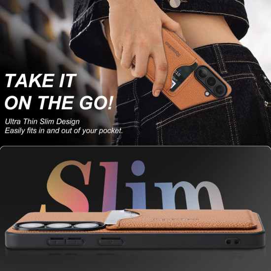 For Samsung Galaxy S24+ 5G Retro Vegan Leather Magnetic Card Holder Back Phone Case(Brown)