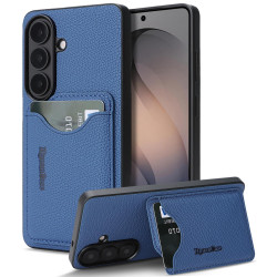 For Samsung Galaxy S24+ 5G Retro Vegan Leather Magnetic Card Holder Back Phone Case(Blue)