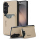 For Samsung Galaxy S24+ 5G Retro Vegan Leather Magnetic Card Holder Back Phone Case(Beige)