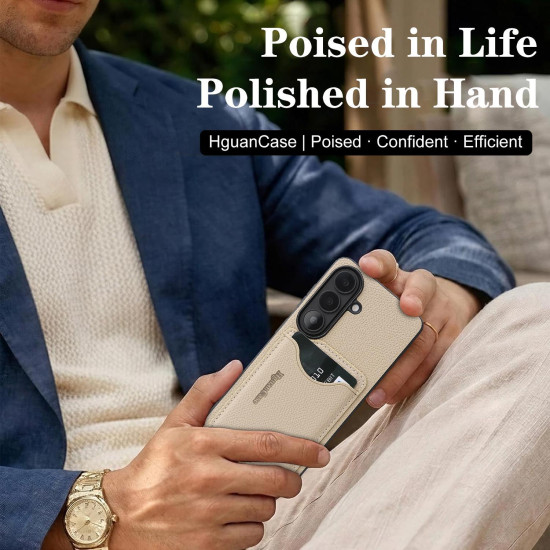 For Samsung Galaxy S24+ 5G Retro Vegan Leather Magnetic Card Holder Back Phone Case(Beige)
