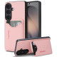 For Samsung Galaxy S23 5G Retro Vegan Leather Magnetic Card Holder Back Phone Case(Pink)